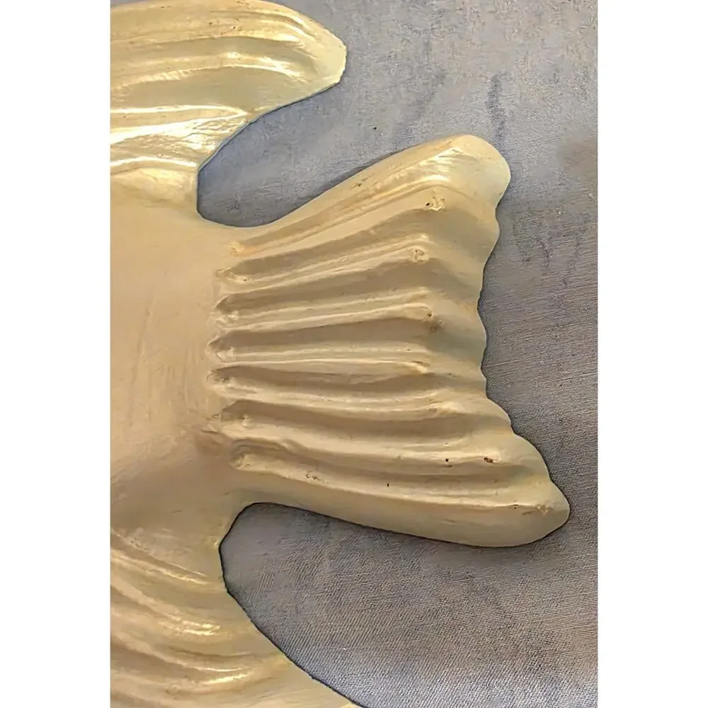 Vtg.  MCM Ceramic Mint Blue Pearl Angelfish Chalkware Set of 2